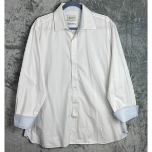 Ted Baker Endurance Dress Shirt Mens 17 34/35 White Long Sleeve Flip Cuff Staple